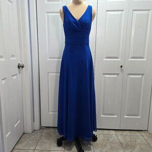 Horizon Blue Surplice Tank Long Chiffon Bridesmaid Dress David's Bridal Size 6